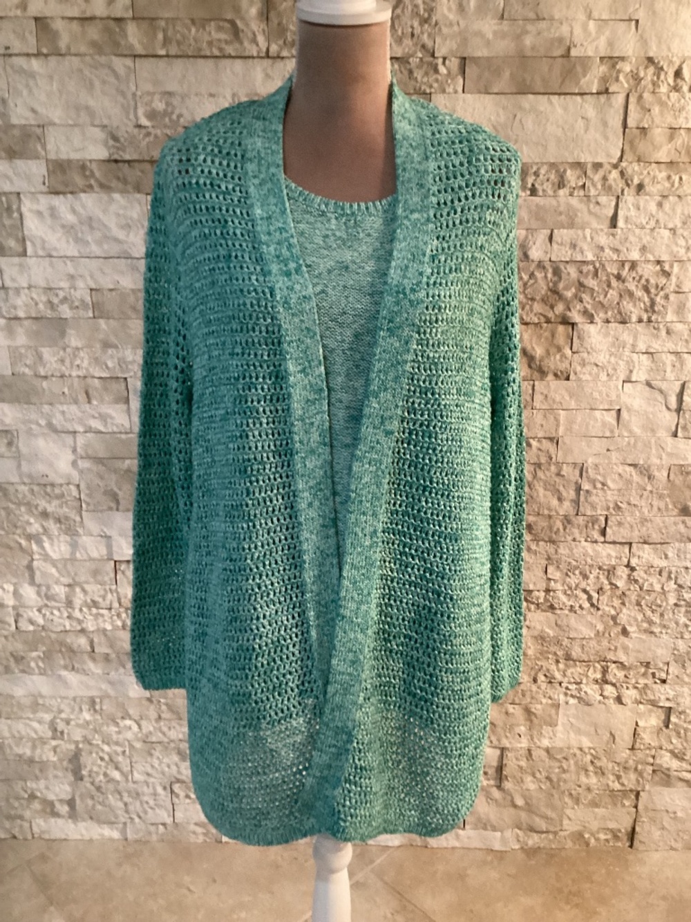 J. Jill Wearever Spray-Dyed Textured Cardi And Matching Tank (NWT)